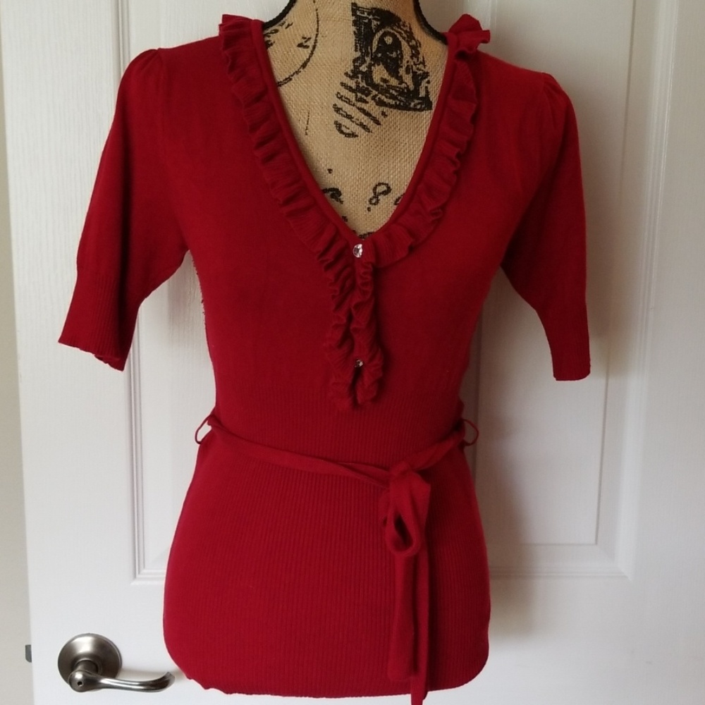Sexy red sweater with sparkly buttons size L